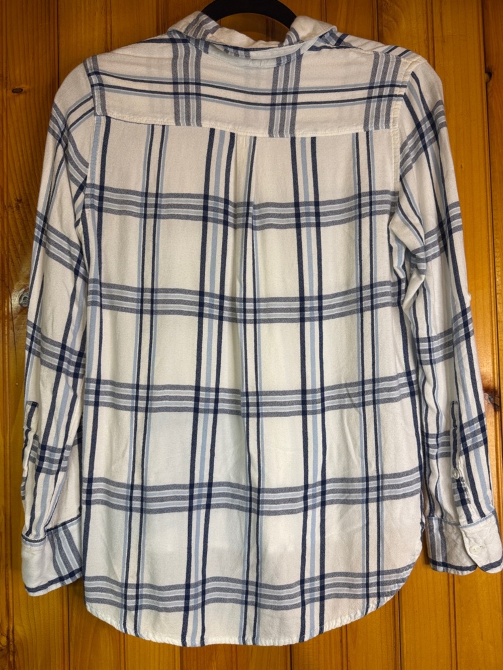Woolrich Women's Blue and Cream Plaid Button-Down Shirt - Picture 8 of 8